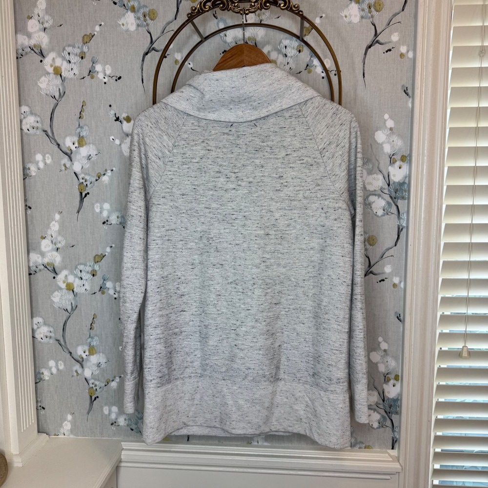 Lou & Grey LOFT Cowl Neck Sweatshirt Space Dye Gray Raglan Pullover Womens Small - Picture 5 of 6